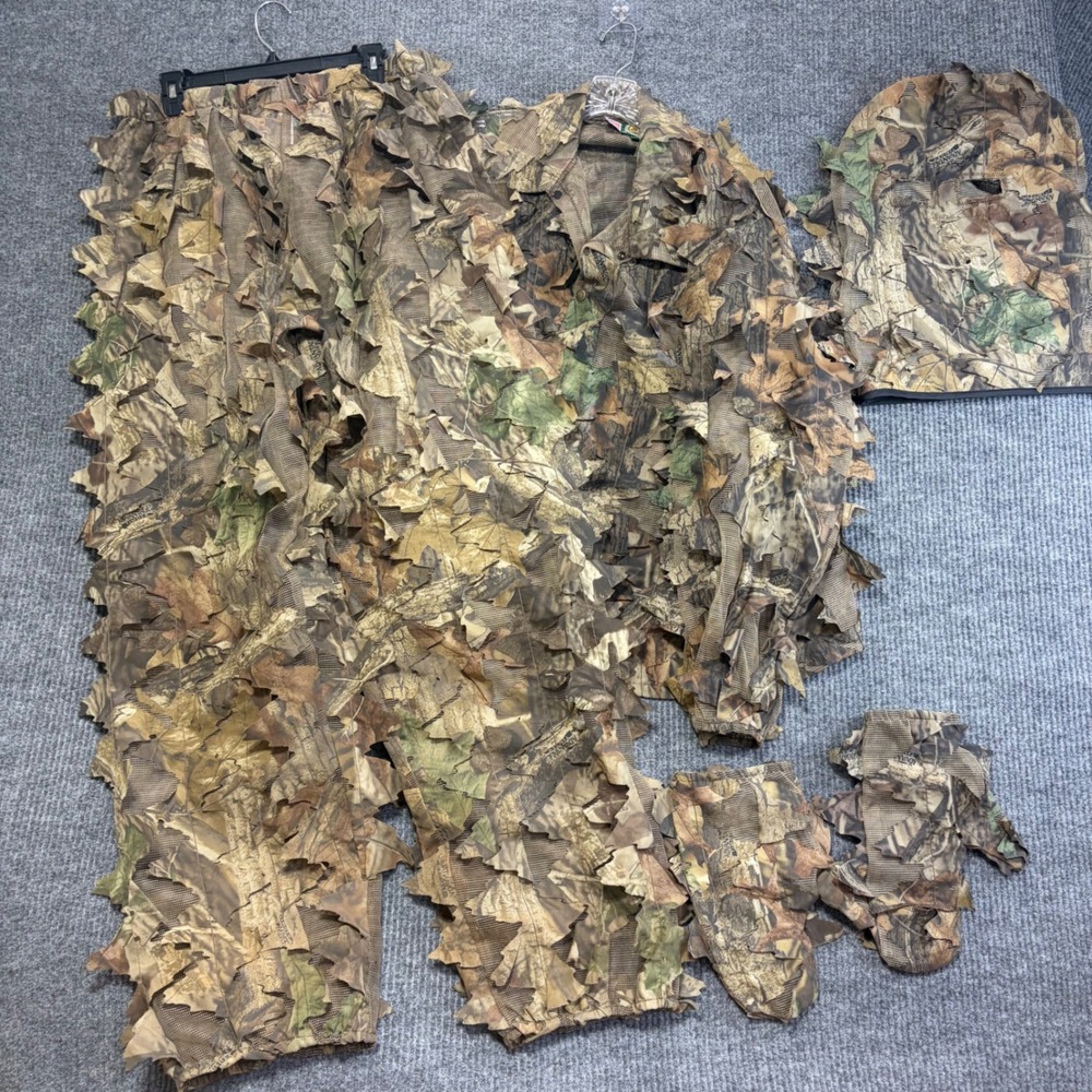 Cabelas Advantage Timber Ghillie Suit 3D Leafy Camo 4pc Set Jacket Pants L/XL